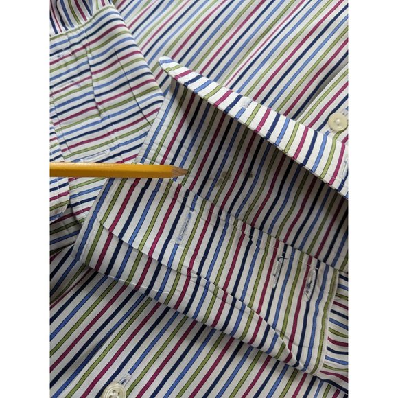David Donahue Shirt Multicolor Striped Button Up Dress Mens Size 16.5 34/35 - Picture 2 of 9